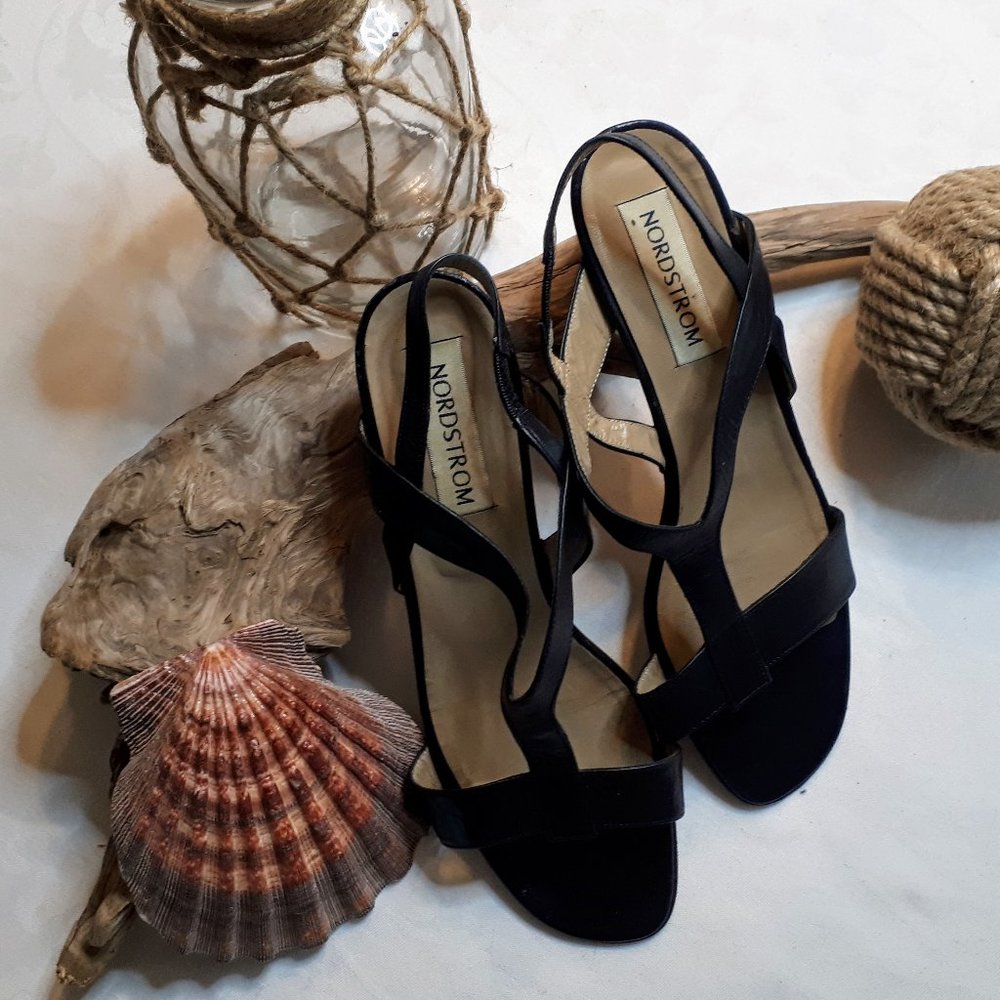 Nordstrom Dark Navy Italian Leather Sandals